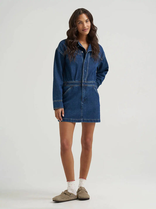 Women's Moto Dress in Rawhide Blue