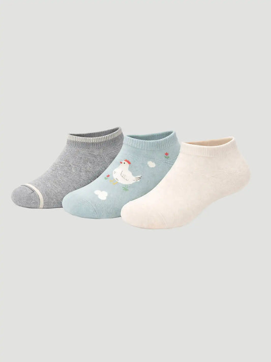 Womens Workwear Novelty Low Cut Sock 3 Pack:Farm Life:One Size