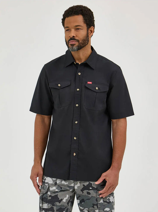 Men's Relaxed Stretch Poplin Shirt in Caviar