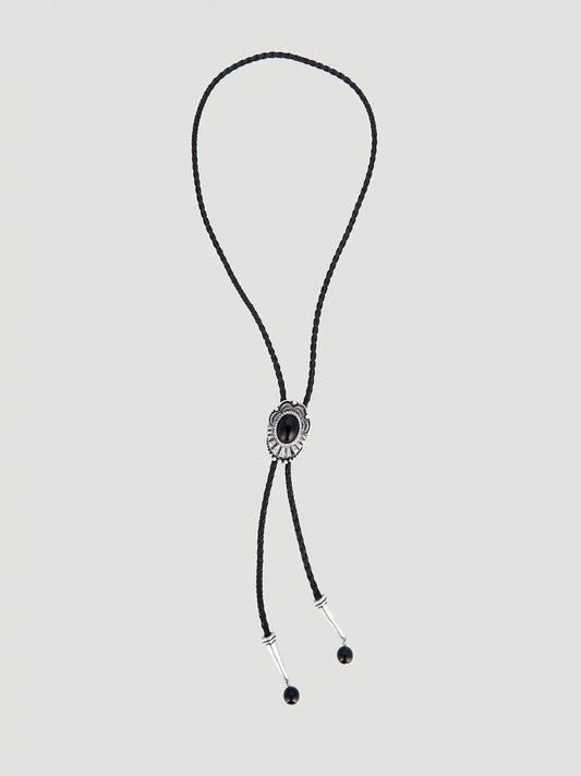 Cowboy Stone Bolo Tie Necklace:Black:One Size: