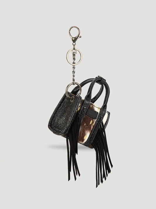 Fringe Mini Tote Key Chain:Black:One Size