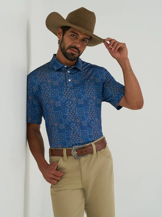 Wrangler All Terrain Gear Men's Performance Polo Shirt in Navy
