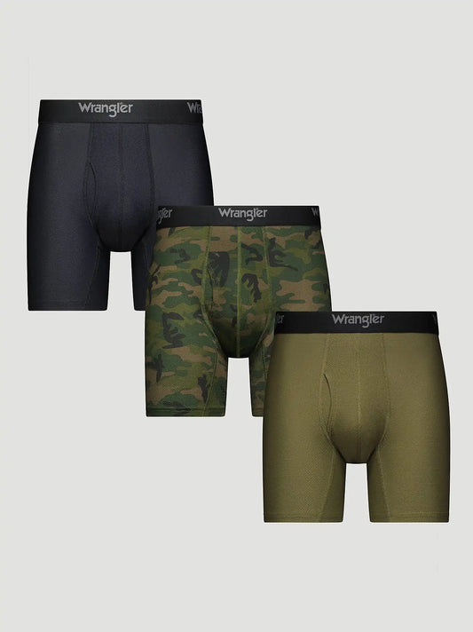 Men's Mesh Boxer Briefs (3-Pack) in Green/ Camo/ Black