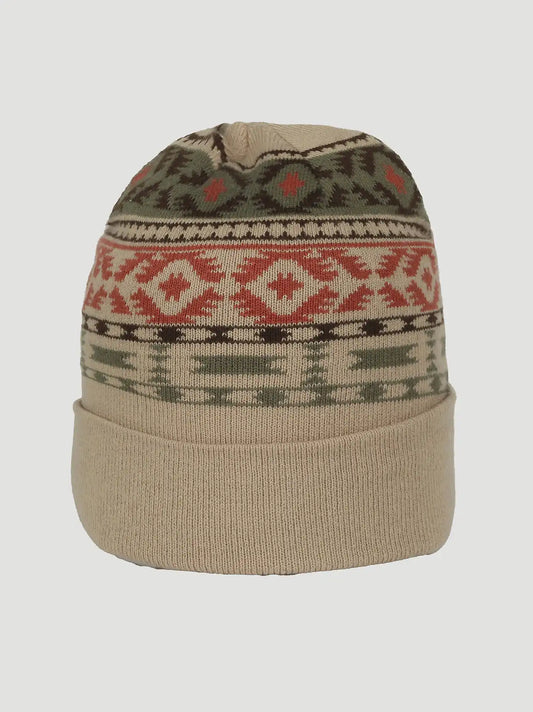 Mens Southwest Print Beanie:Tan/Green:One Size: