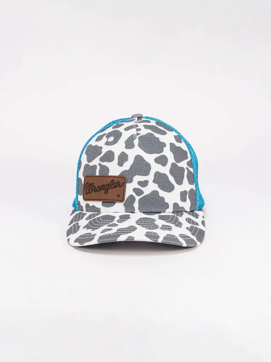 Women's Cow Print Mesh Trucker Hat:Turquoise:One Size