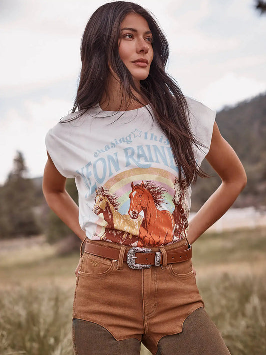 Lainey Wilson x Wrangler Neon Rainbow Girlfriend Tee in White