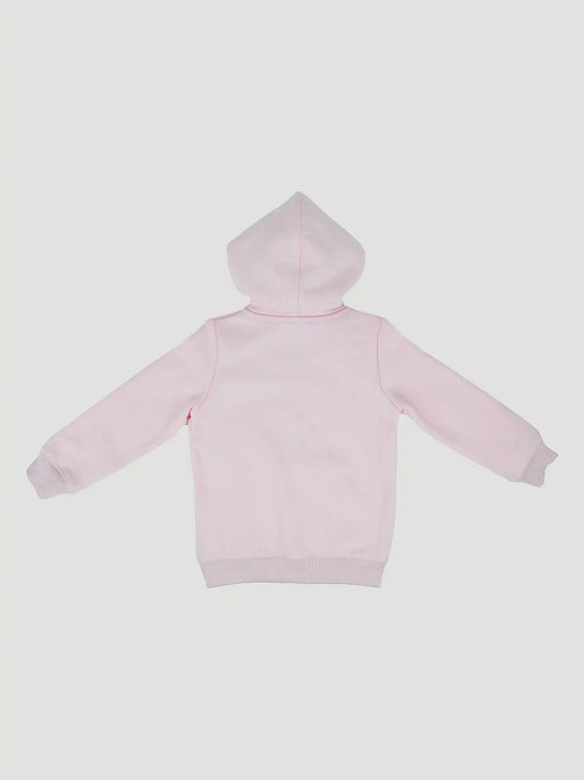 Wrangler Girl's Zip Graphic Hoodie in Pink Logo