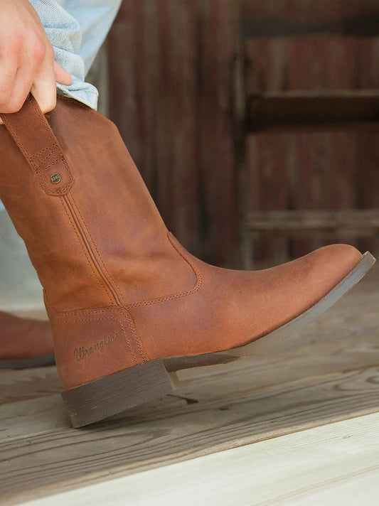 Men's Flint Roper Western Boot in Saddle Tan