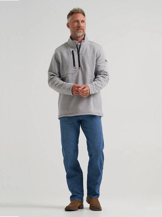 Wrangler® FR Flame Resistant Quarter Zip Pullover in Grey Heather
