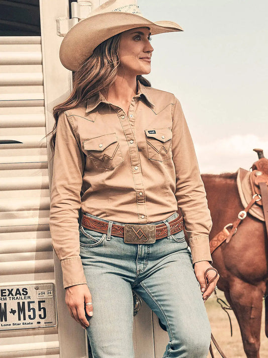 Women's Wrangler Western Snap Work Shirt in Rawhide