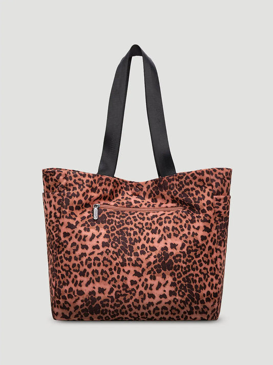 Leopard Print Canvas Tote:Pink:One Size