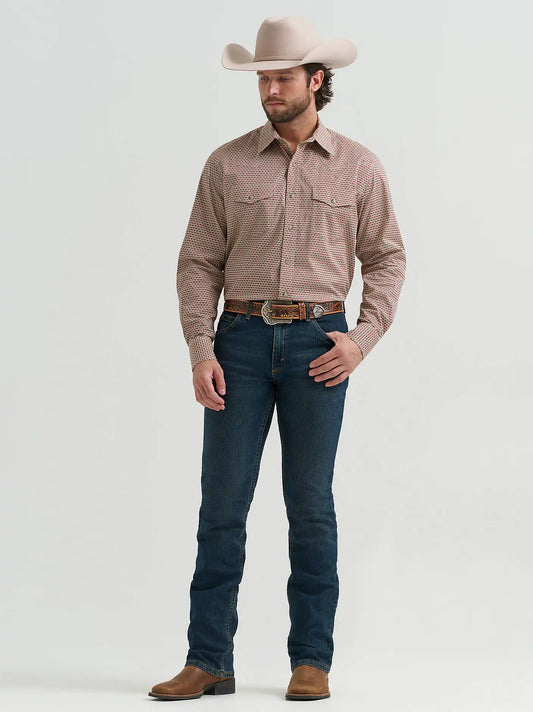 Men's 20X® Competition Advanced Comfort Long Sleeve Two Pocket Western Snap Shirt in Cocoa Links
