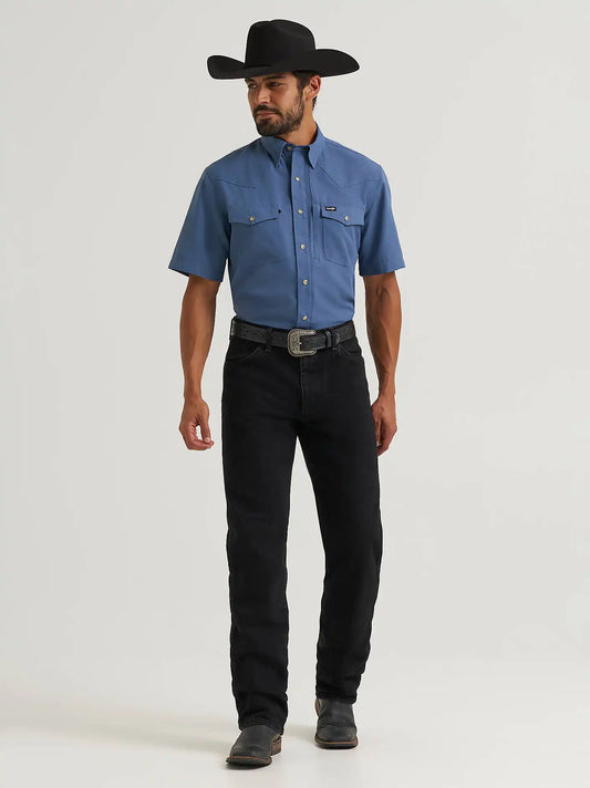 Wrangler All Terrain Gear Men's Performance Solid Shirt in Vintage Indigo