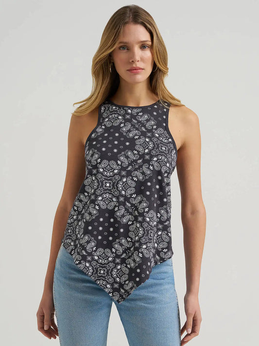 Women's Wrangler Allover Bandana Print Tank in Black
