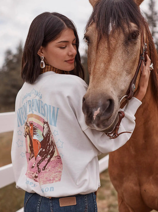 Lainey Wilson x Wrangler Neon Rainbow Sweatshirt in White