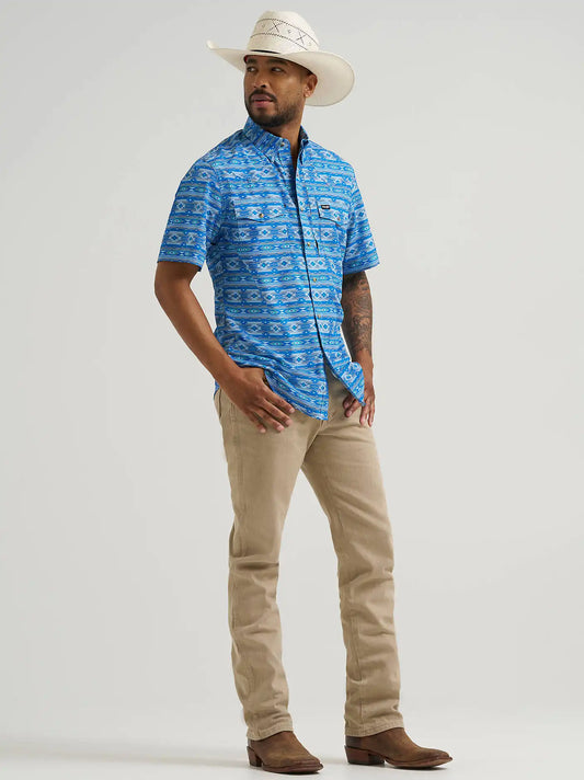 Wrangler All Terrain Gear Men's Print Performance Shirt in Cerulean