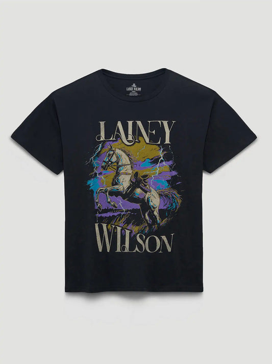 Lainey Wilson Thunderstorm Oversized Graphic Tee in Jet Black