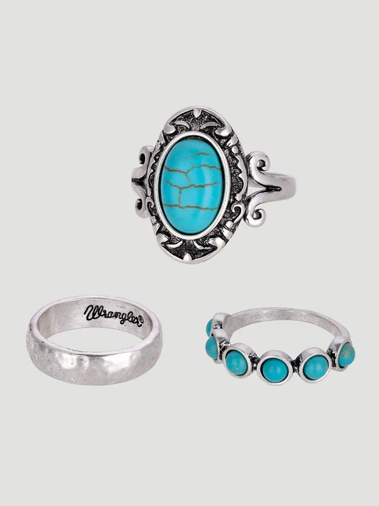 Turquoise Stackable Ring Set 3 Pack:Silver:One Size: