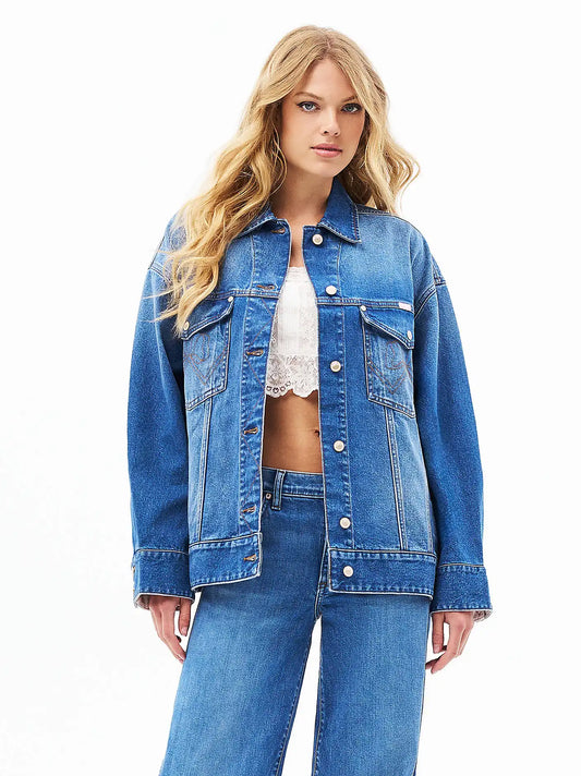 Wrangler x LoveShackFancy Oversized Denim Jacket in Medium Wash