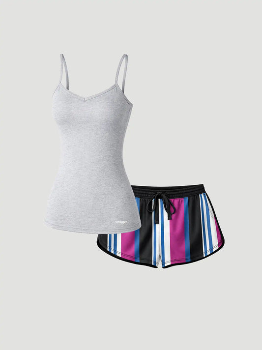 Women's Brushpopper Cami And Shorts Pajama Set in Pink Mix