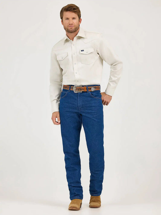 Cowboy Cut® Firm Finish Long Sleeve Western Snap Solid Work Shirt in Stone