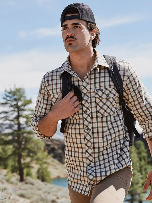 Men's Outdoor Hydro Plaid Shirt in Tan