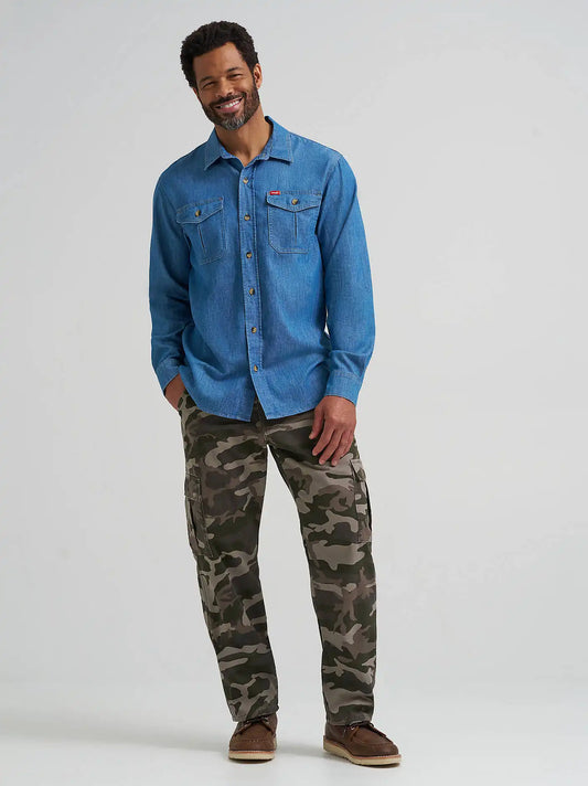 Men's Relaxed Fit Stretch Shirt in Light Blue