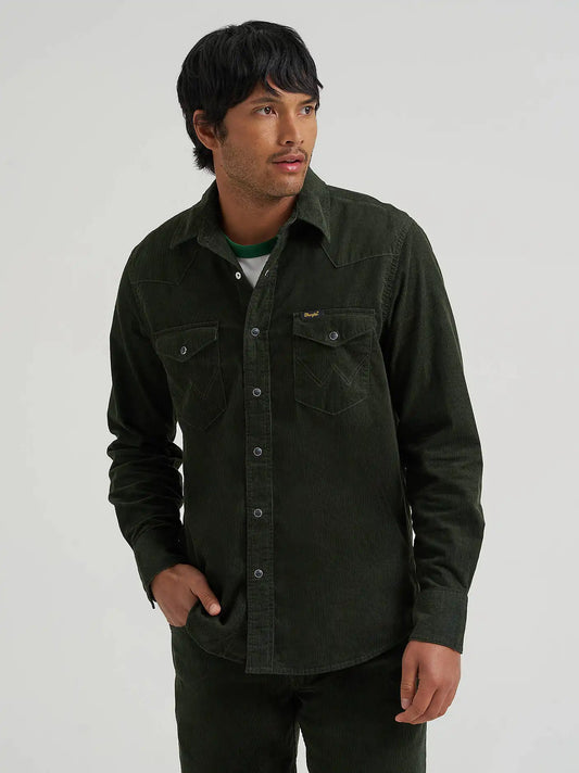 Men's Corduroy Snap Front Western Shirt in Rosin