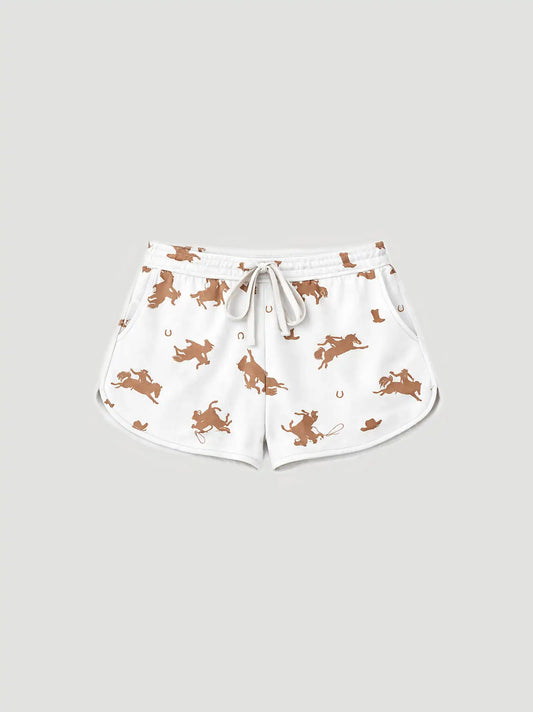 Women's Cami And Shorts Pajama Set in White/Brown