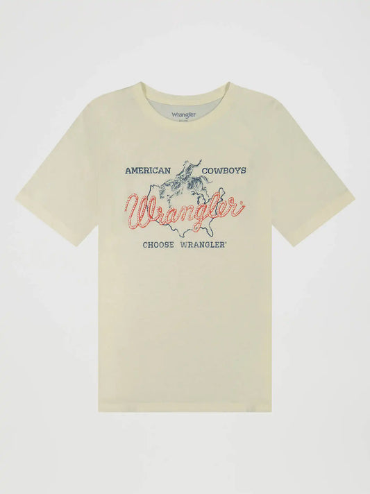 Boy's American Cowboys Graphic T-Shirt in Antique White Heather