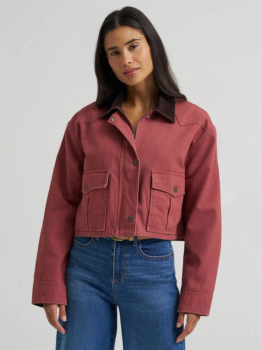 Women's Western Cropped Utility Jacket in Rose