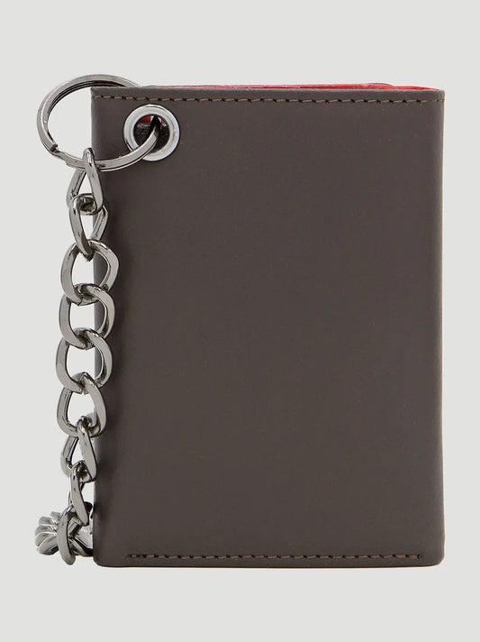 Mens Embossed Wrangler Chain Wallet:Chocolate:One Size