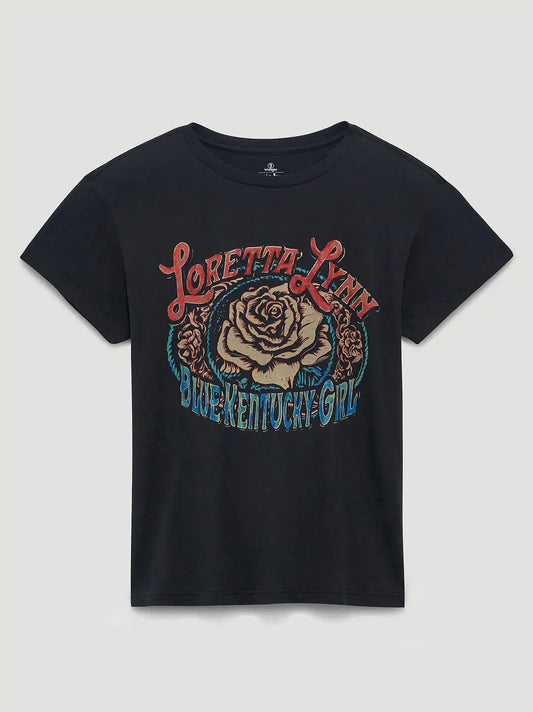 Loretta Lynn Kentucky Girl Retro Reg Graphic Tee in Washed Black
