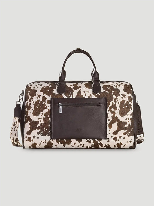 Cow Print Fringe Duffle Bag:Coffee:One Size: