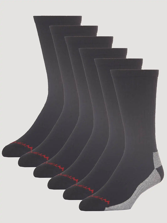 Mens Ultra Dry Crew Sock 6-Pack:Black:One Size: