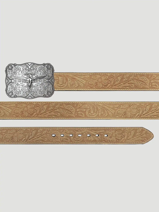Men's Embossed Western Buckle Belt in Tan