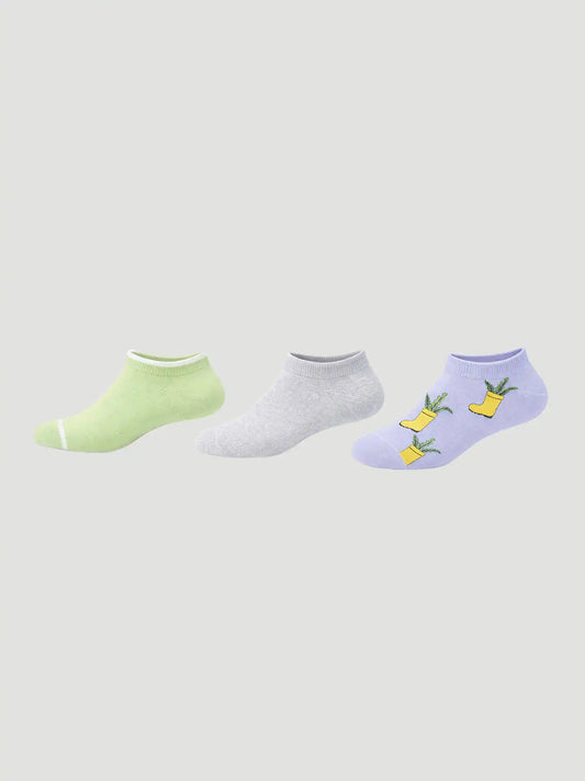 Womens Workwear Novelty Low Cut Sock 3 Pack:Rainboots:One Size