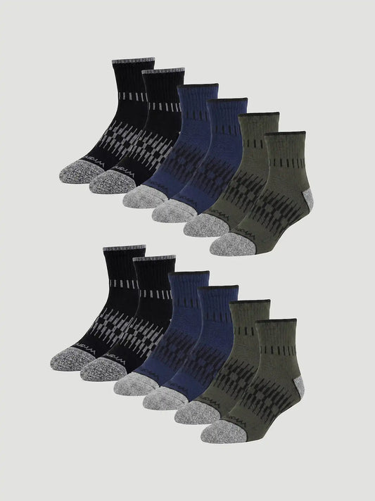 Wrangler RIGGS Workwear Tough Flex Quarter Sock 6 Pack:Dark:One Size