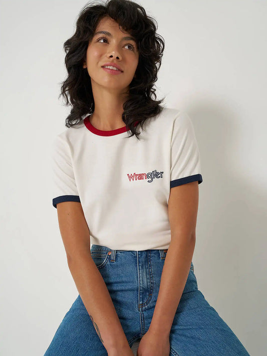 Wrangler® Americana Ringer Tee in White