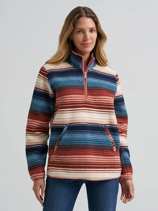 Women's Wrangler High Plains Sherpa Zip Pullover in Homestead Stripe