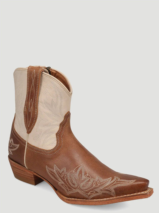 Women's Myrtle Snip-Toe Western Bootie in Tan/Ivory