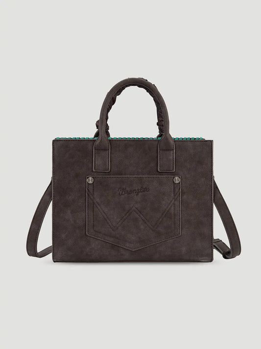Bandana Embroidered Satchel Handbag:Coffee:One Size: