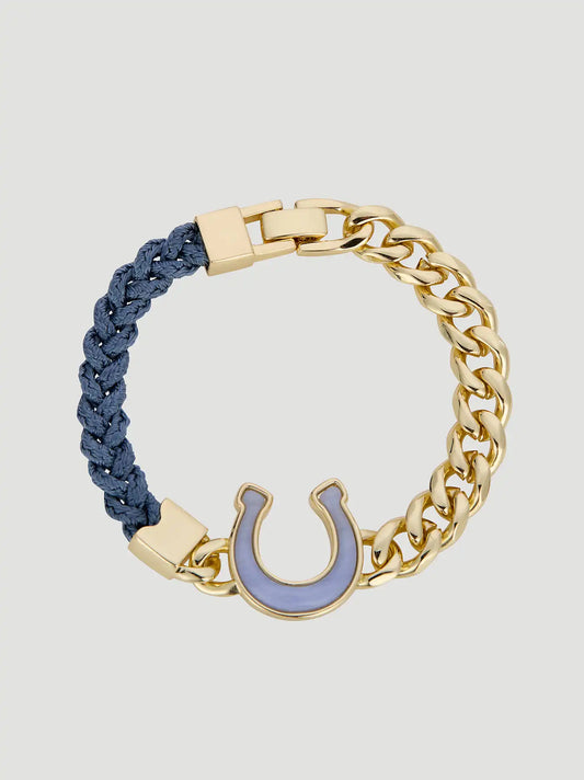 Lucky Horseshoe Braided Chain Bracelet:Gold:One Size: