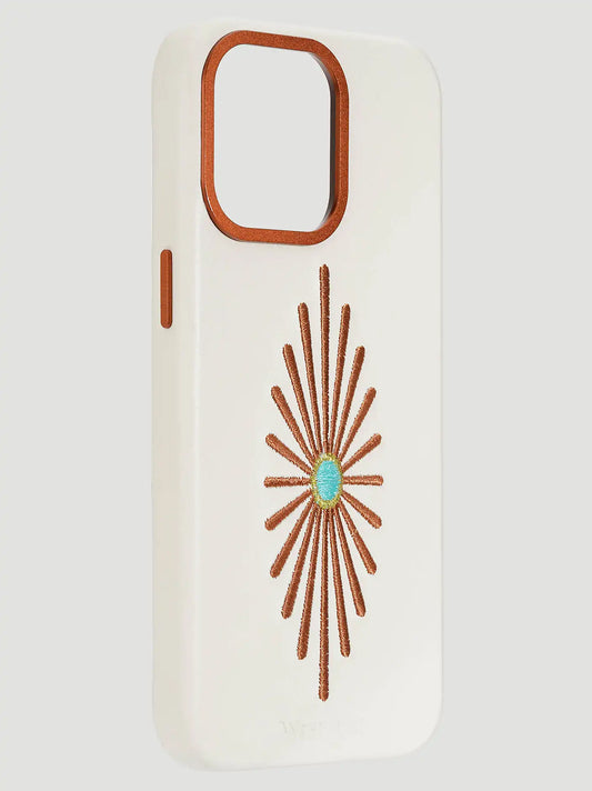 Smartphone Leather Embroidery Case:White:15 Pro Max