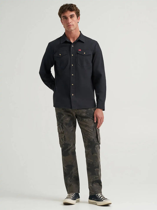 Men's Relaxed Fit Stretch Shirt in Jet Black