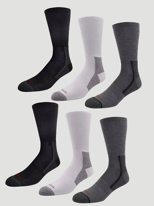 Mens Athletic Crew Sock 6 Pack:Multi:One Size