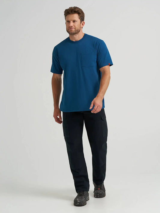 Wrangler® RIGGS Workwear® Short Sleeve 1 Pocket Performance T-Shirt in Oxford Blue