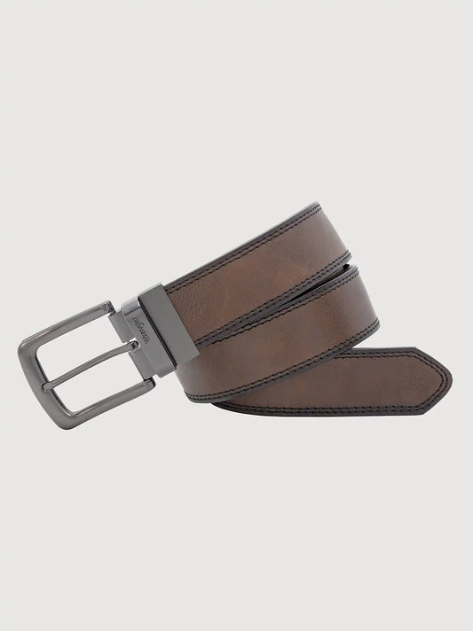 Men's Reversible Engraved Buckle Belt in Brown/Black