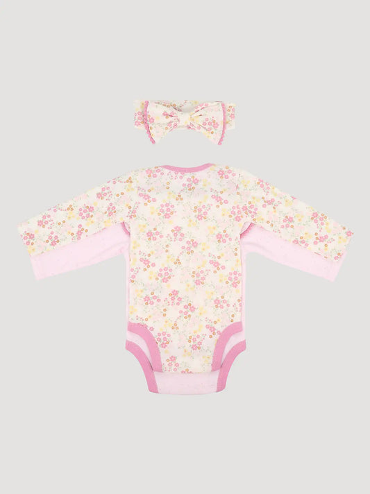 Wrangler Baby Girl Bodysuits & Bow Set in Pink Sparkle