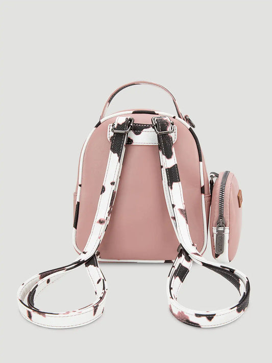 Cow Print Backpack with Coin Pouch:Pink:One Size: